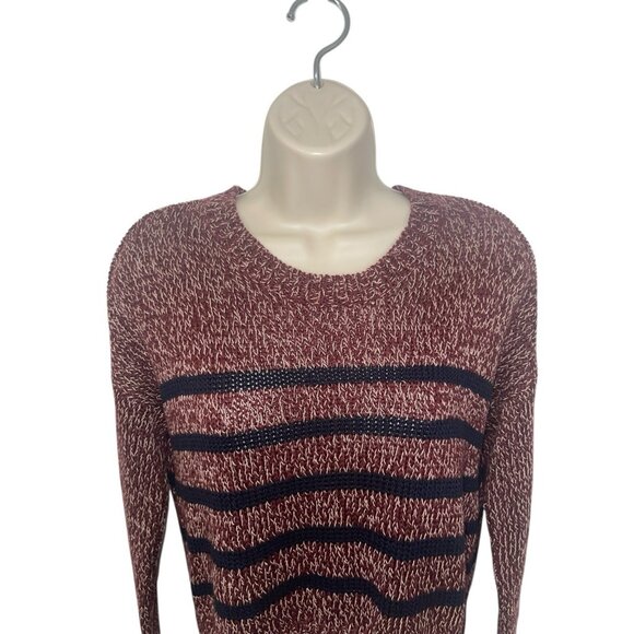 ALYA Women's Size Small Red Striped Sweater High Low Hem - Picture 4 of 11